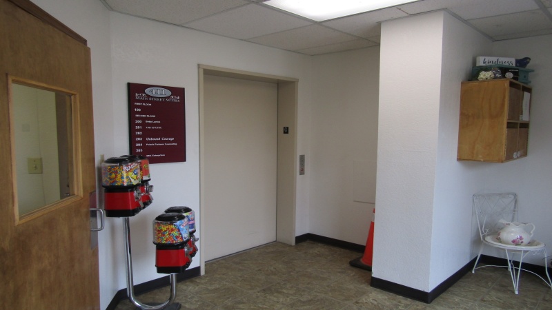 ELEVATOR/WOOD DOOR GOING TO STAIRS UPPER LEVELS 