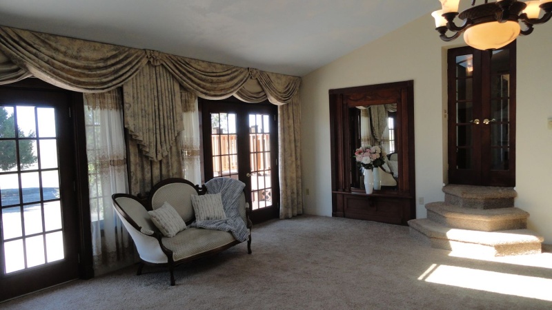 Built in Cherry wood mirror in guest room