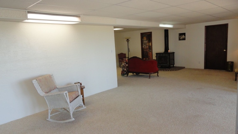 Basement w wood buring stove